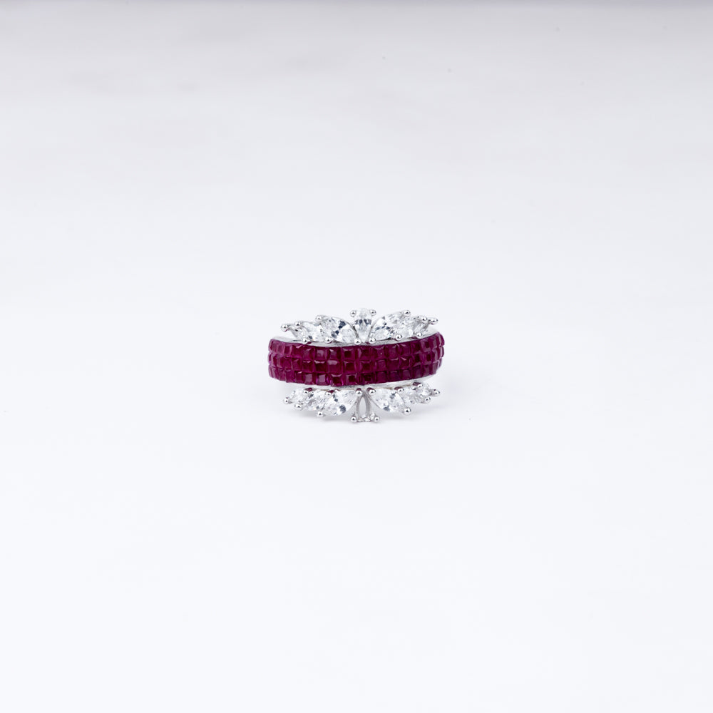 925 Silver Adjustable Foliage Ring – Vanika Signature Cocktail Piece