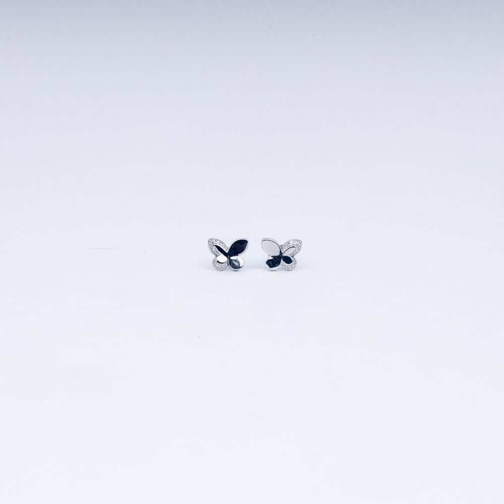 Butterfly Sparkle Stud Earrings in 925 Sterling Silver with CZ Accents
