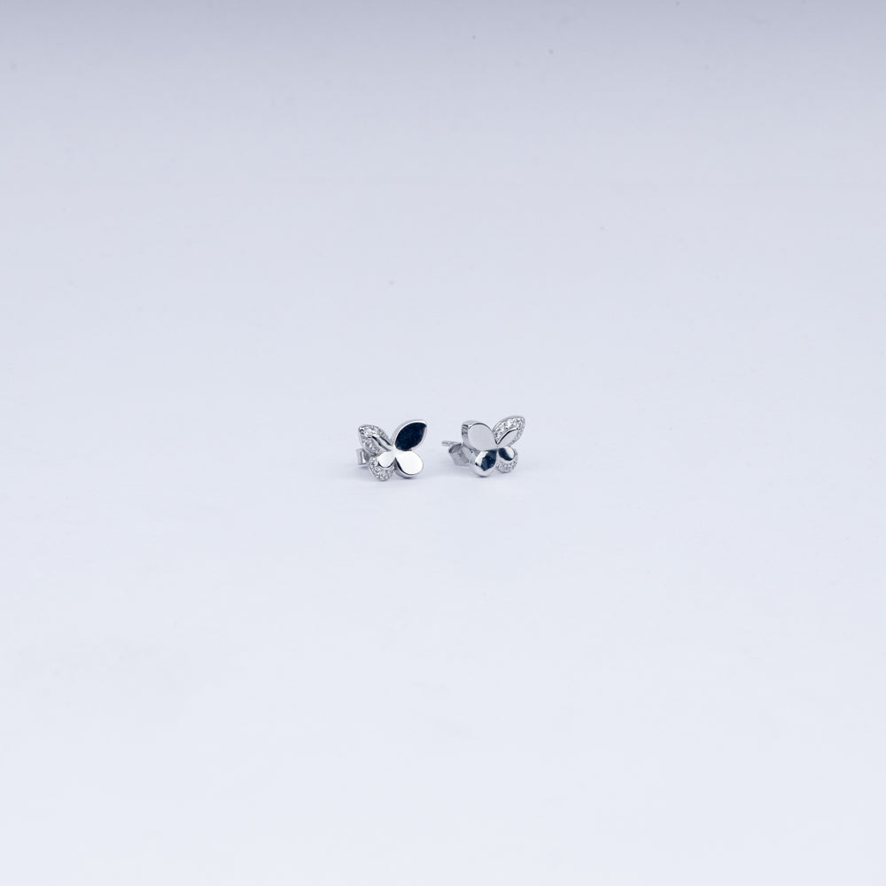 Butterfly Sparkle Stud Earrings in 925 Sterling Silver with CZ Accents