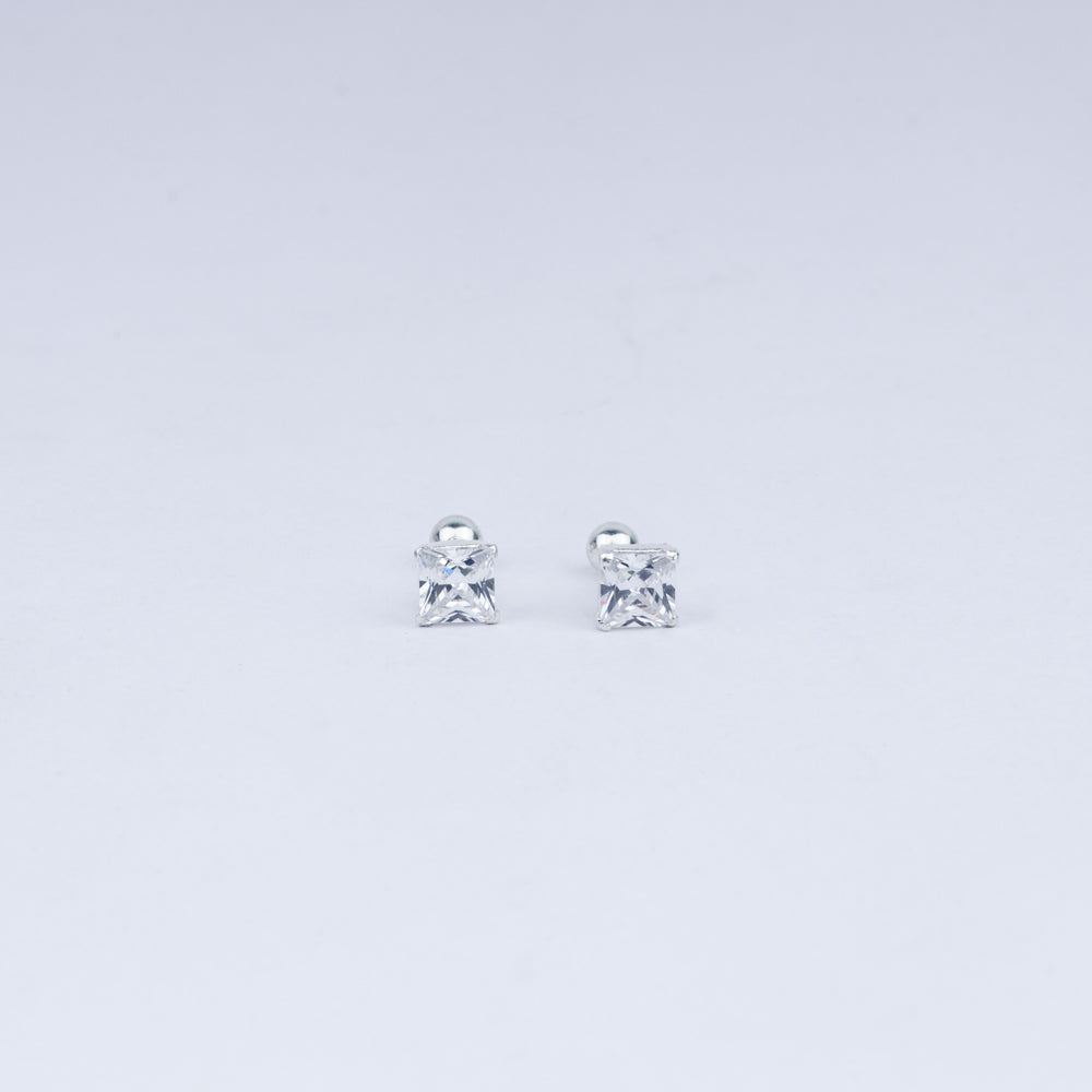 Princess-Cut Radiance in 925 Sterling Silver Stud Earrings