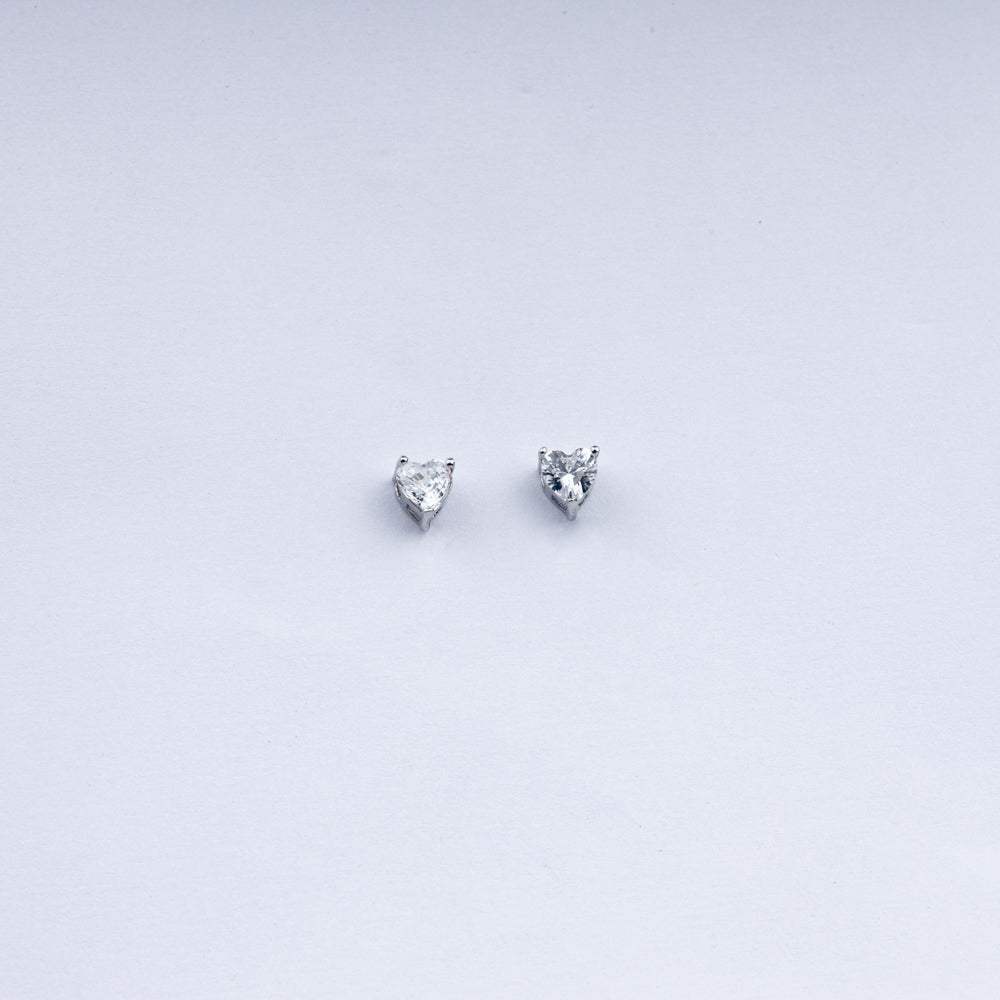 Classic Heart Solitaire CZ Stud Earrings in 925 Sterling Silver