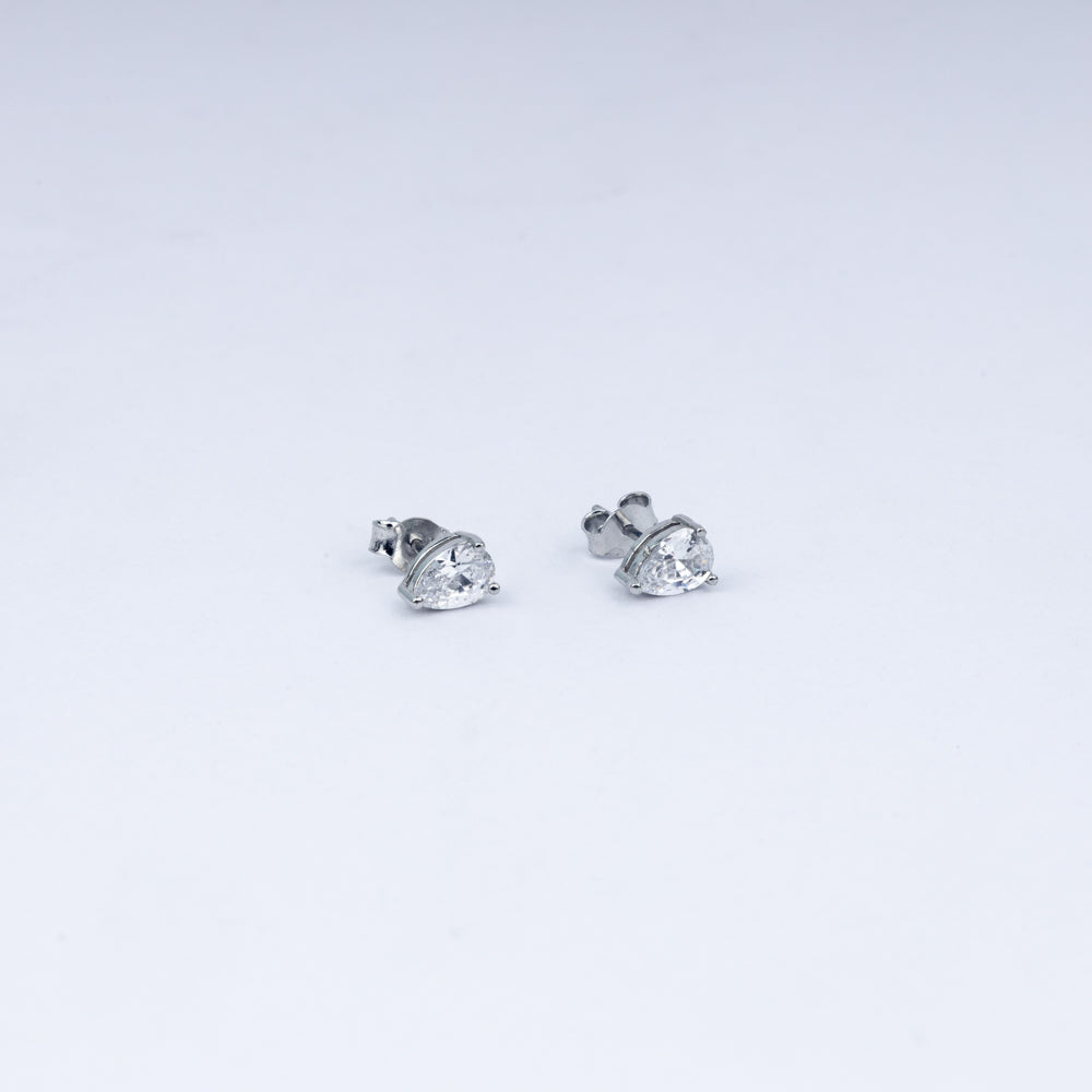 Elegant Pear-Cut Solitaire CZ Stud Earrings in 925 Sterling Silver
