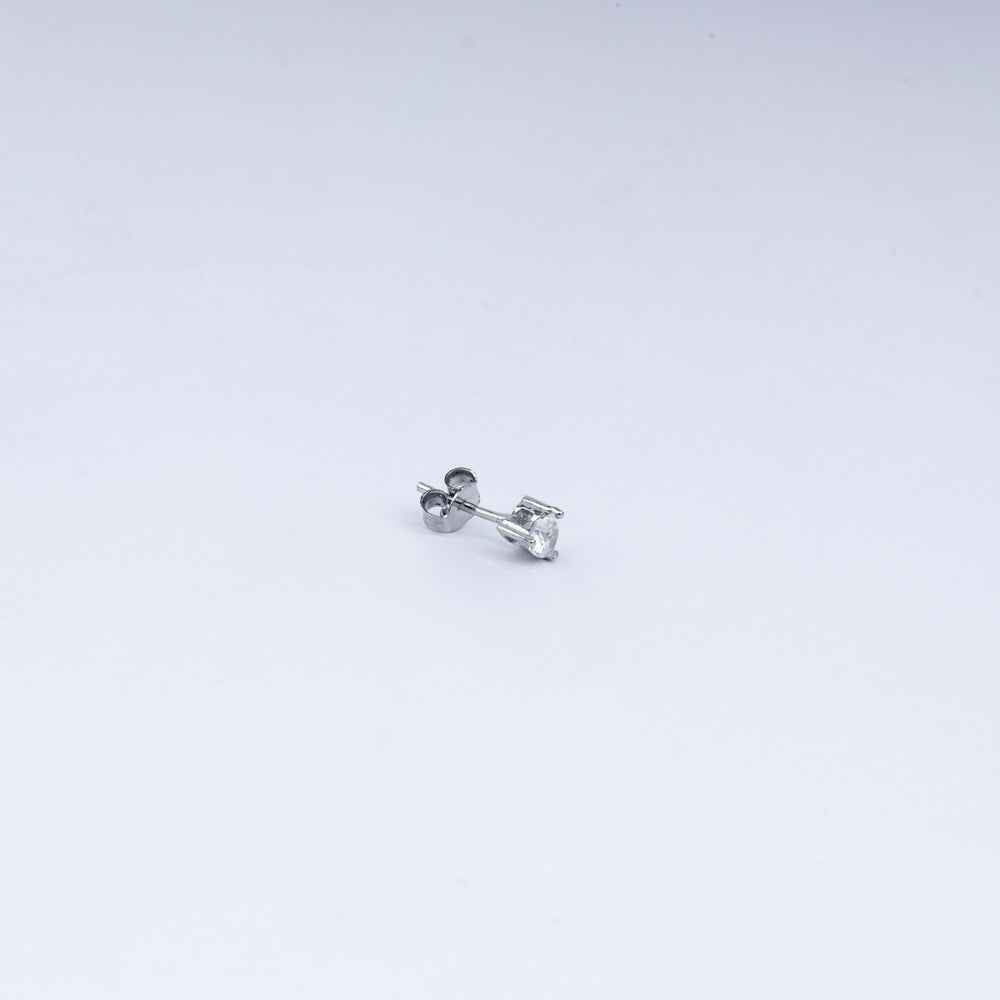Classic Little Heart Solitaire CZ Stud Earrings in 925 Sterling Silver