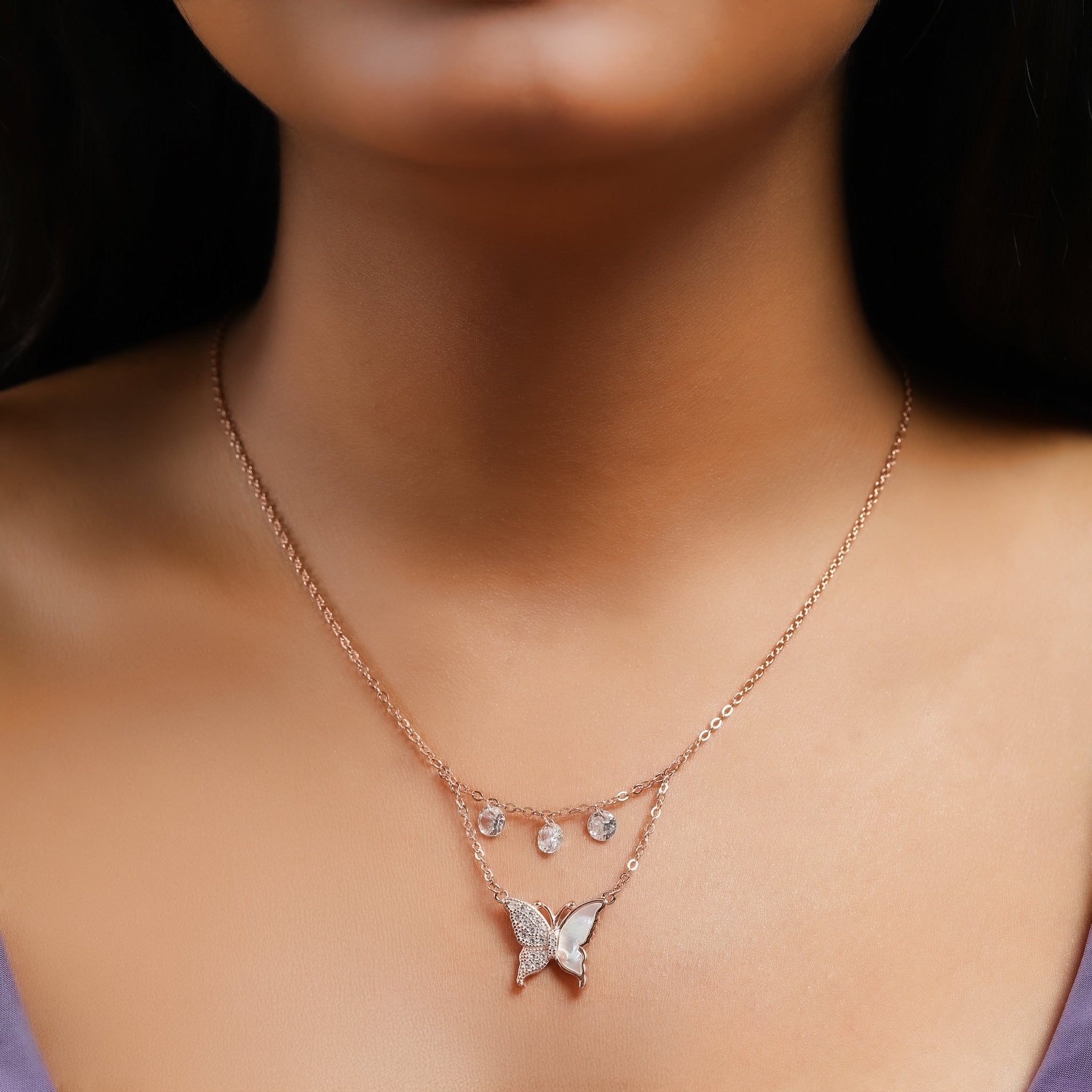 Beads And Butterfly Dreams Chain In 925 Sterling Silver - Vanika