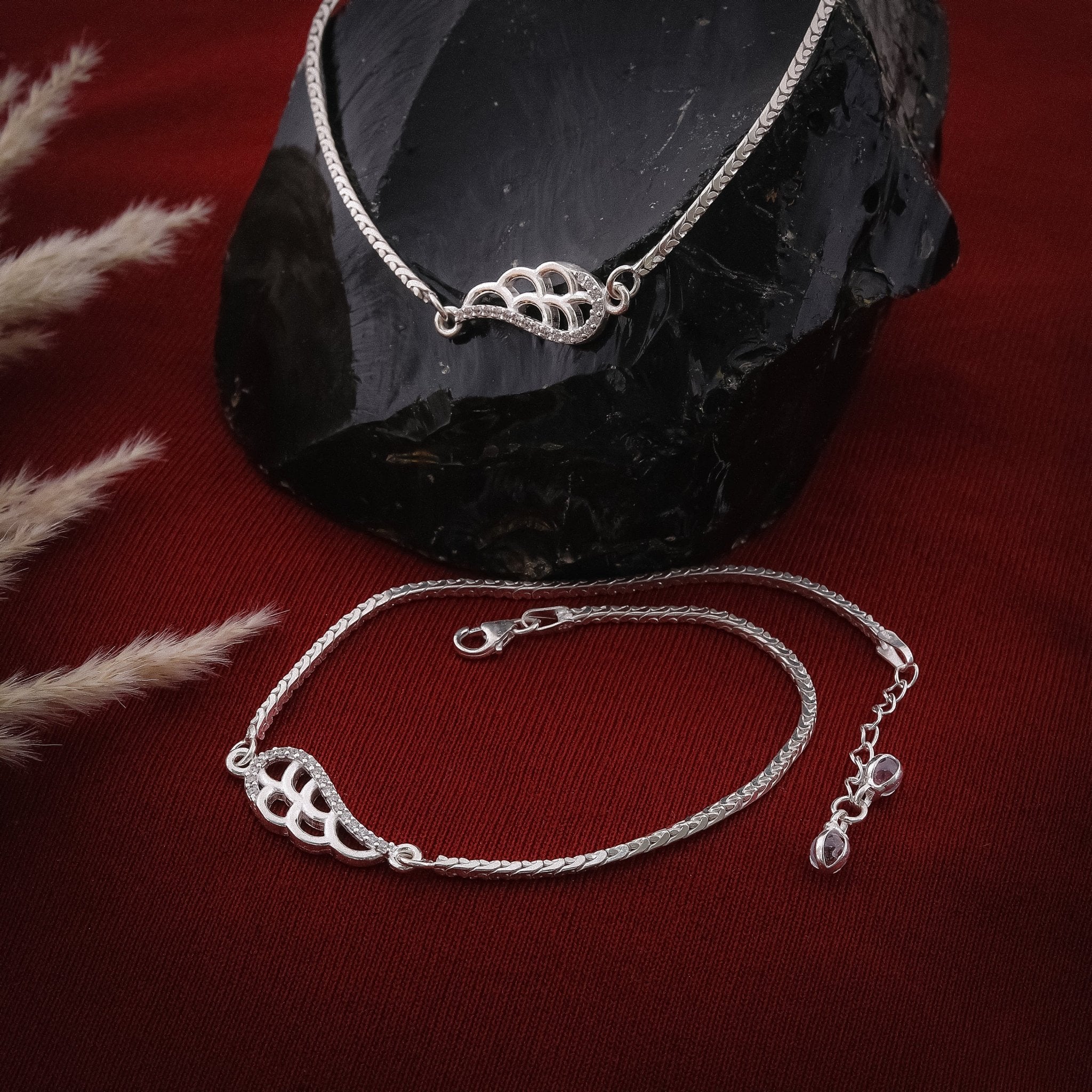 Winged Elegance Anklet In 925 Sterling Silver - Vanika