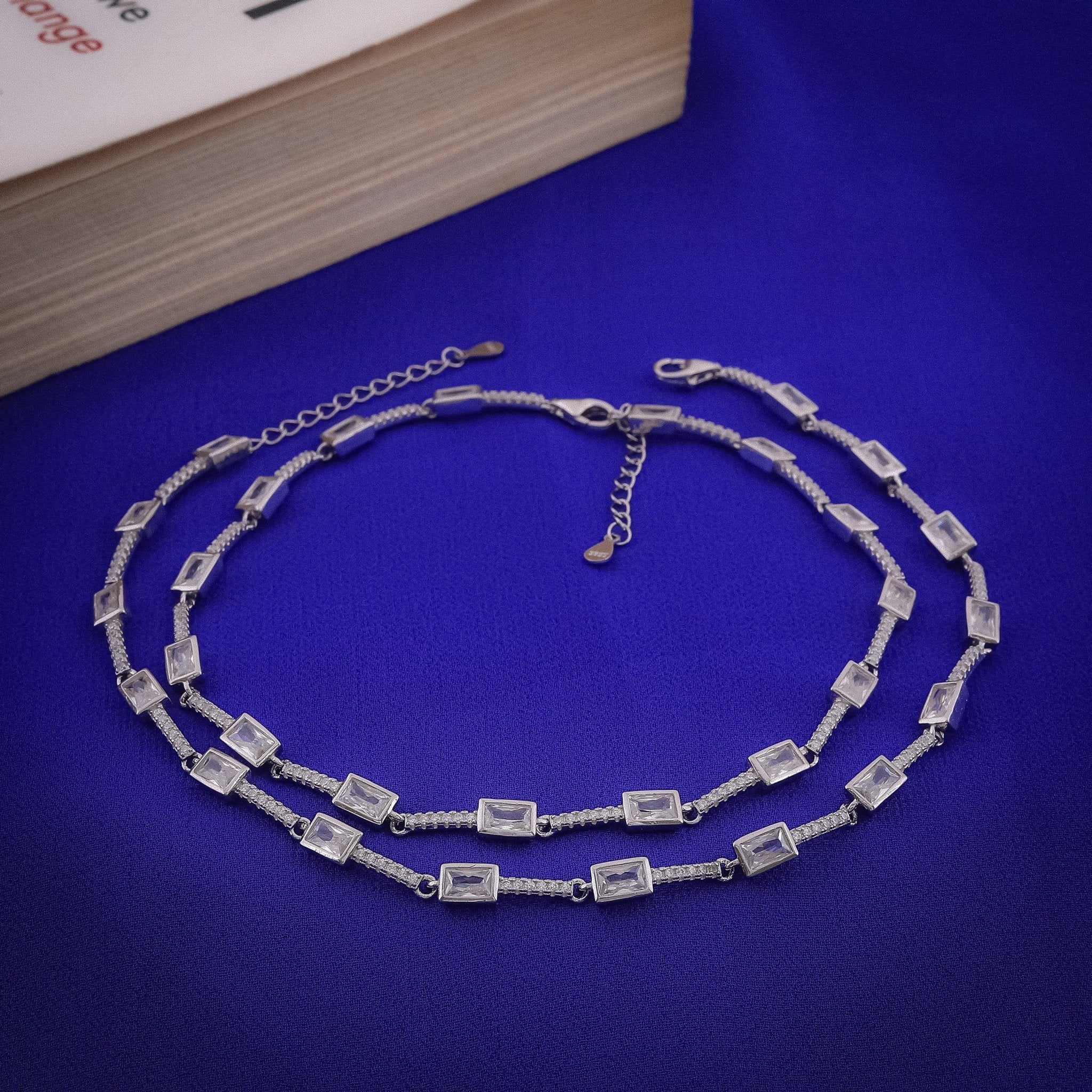 Gleaming Rectangle Charm Anklet In 925 Sterling Silver - Vanika