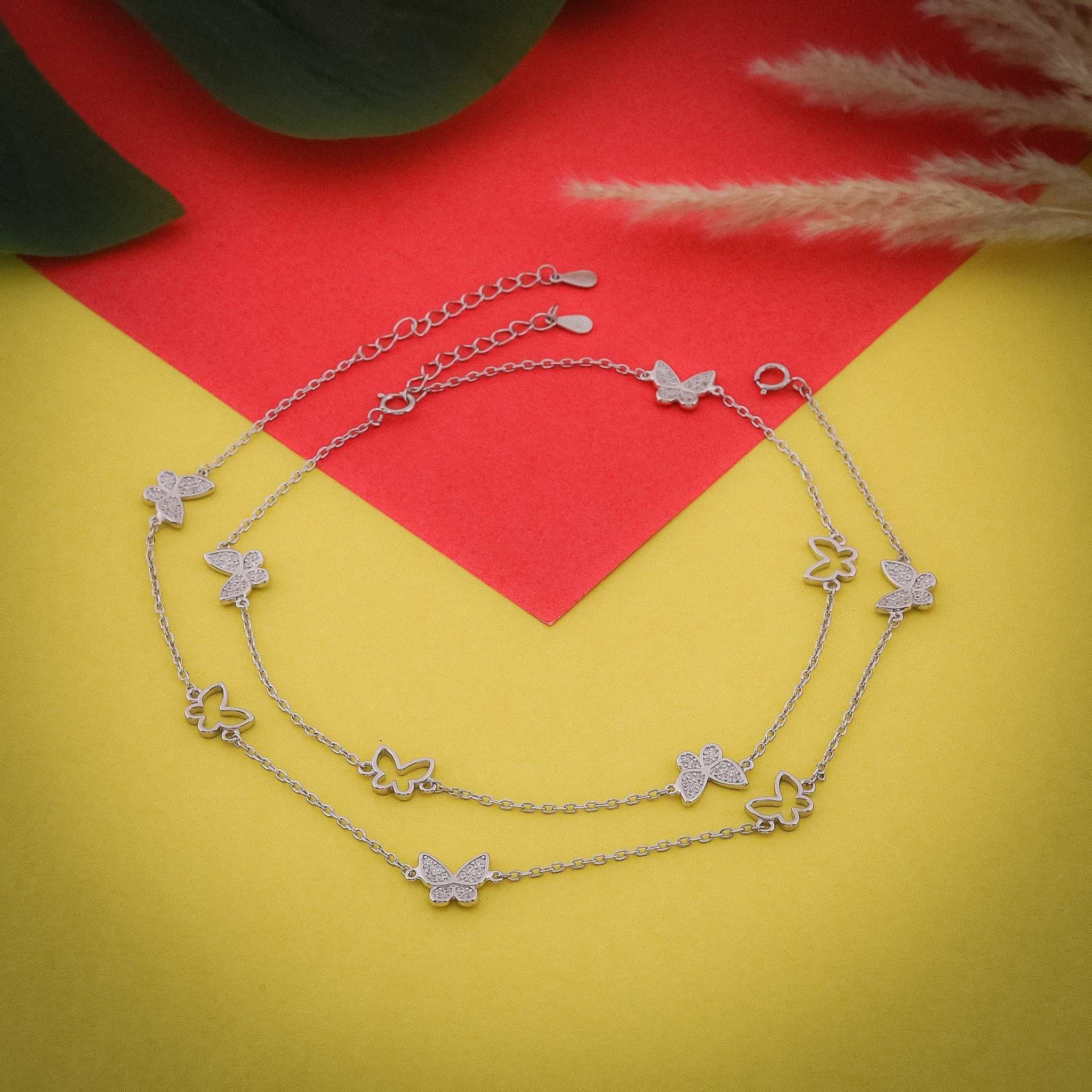 Enchanted Stone Butterfly Anklet In 925 Sterling Silver - Vanika