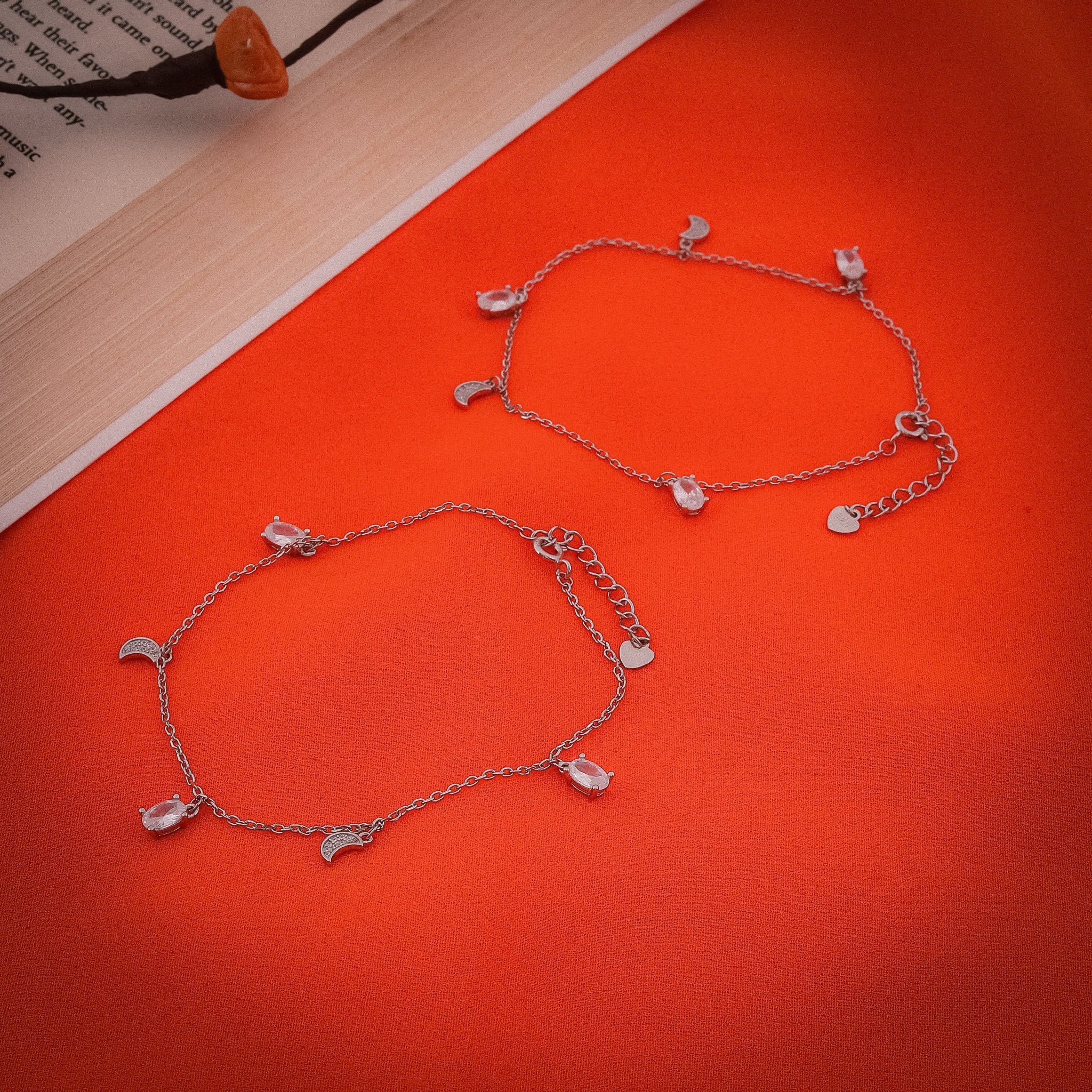 Cosmic Charm Studded Anklet In 925 Sterling Silver - Vanika
