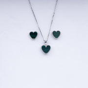 Little Heart Pendant Zircon Necklace Set In 925 Sterling Silver