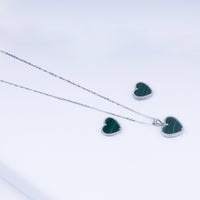 Little Heart Pendant Zircon Necklace Set In 925 Sterling Silver