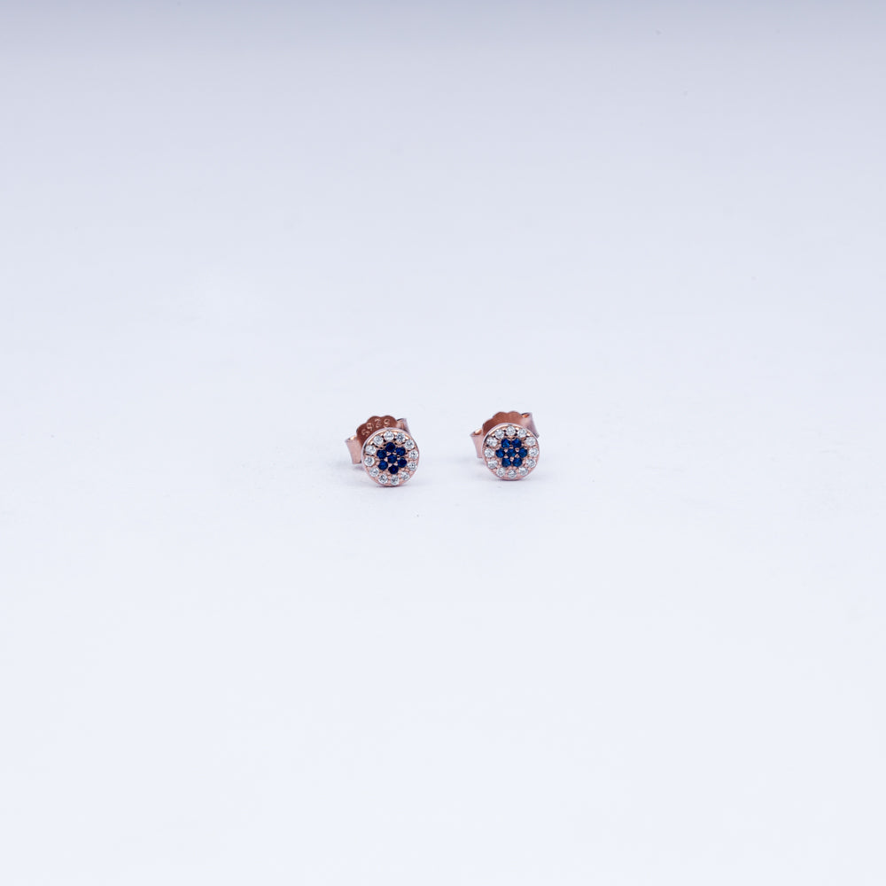 Dual Tone Evil Eye  Zircon Necklace Set In 925 Sterling Silver