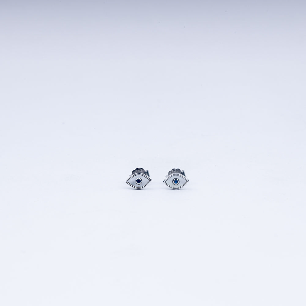 Evil Eye Amulet Zircon Necklace Set In 925 Sterling Silver