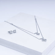 Geometric-Cut Zircon Necklace Set In 925 Sterling Silver