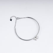 Twinkling Bow Charm Zircon Adjustable Bracelet In 925 Sterling Silver