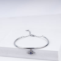 Evil Eye Zircon Blue Stone Studded Adjustable Bracelet In 925 Sterling Silver