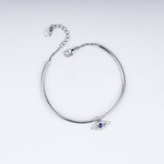 Evil Eye Zircon Blue Stone Studded Adjustable Bracelet In 925 Sterling Silver