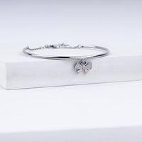 Twinkling Bow Charm Zircon Adjustable Bracelet In 925 Sterling Silver