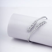 Sparkling Zircon Adjustable Bracelet With Ring In 925 Sterling Silver