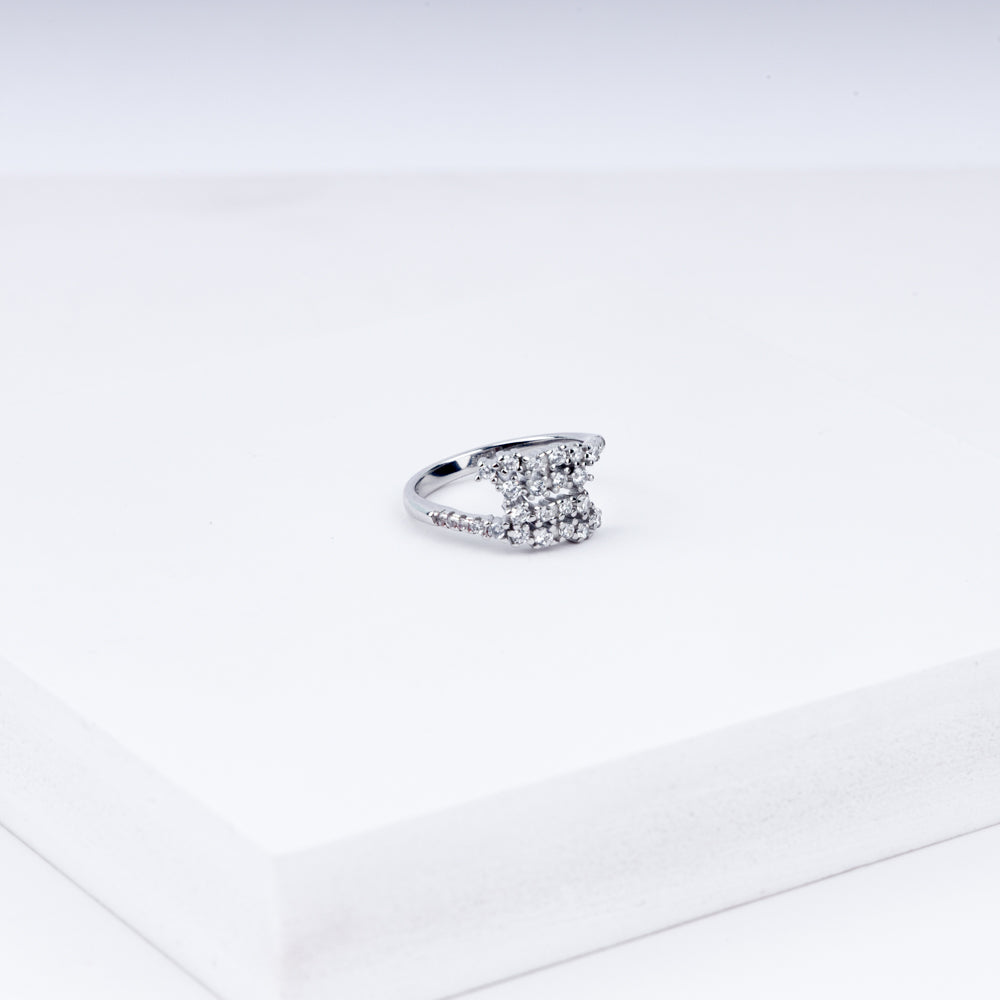 Sparkling Zircon Adjustable Bracelet With Ring In 925 Sterling Silver