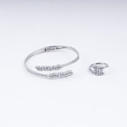 Sparkling Zircon Adjustable Bracelet With Ring In 925 Sterling Silver