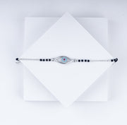 Mystic Iris Rakhi – 925 Sterling Silver Evil Eye with Pink-Blue Accent