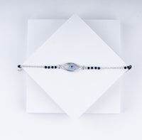 Mystic Iris Rakhi – 925 Sterling Silver Evil Eye with Pink-Blue Accent