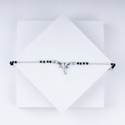 Silver Soar Rakhi – 925 Sterling Dragonfly Charm with Black Beads
