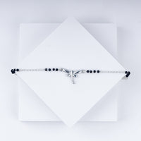Silver Soar Rakhi – 925 Sterling Dragonfly Charm with Black Beads