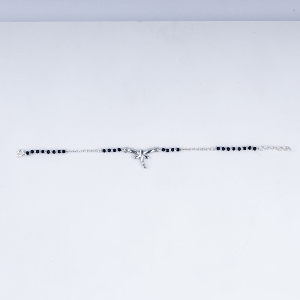 Silver Soar Rakhi – 925 Sterling Dragonfly Charm with Black Beads