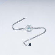 Radiant Zircon Studded Evil Eye Chain Bracelet In 925 Sterling Silver