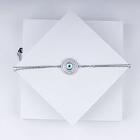 Radiant Zircon Studded Evil Eye Chain Bracelet In 925 Sterling Silver