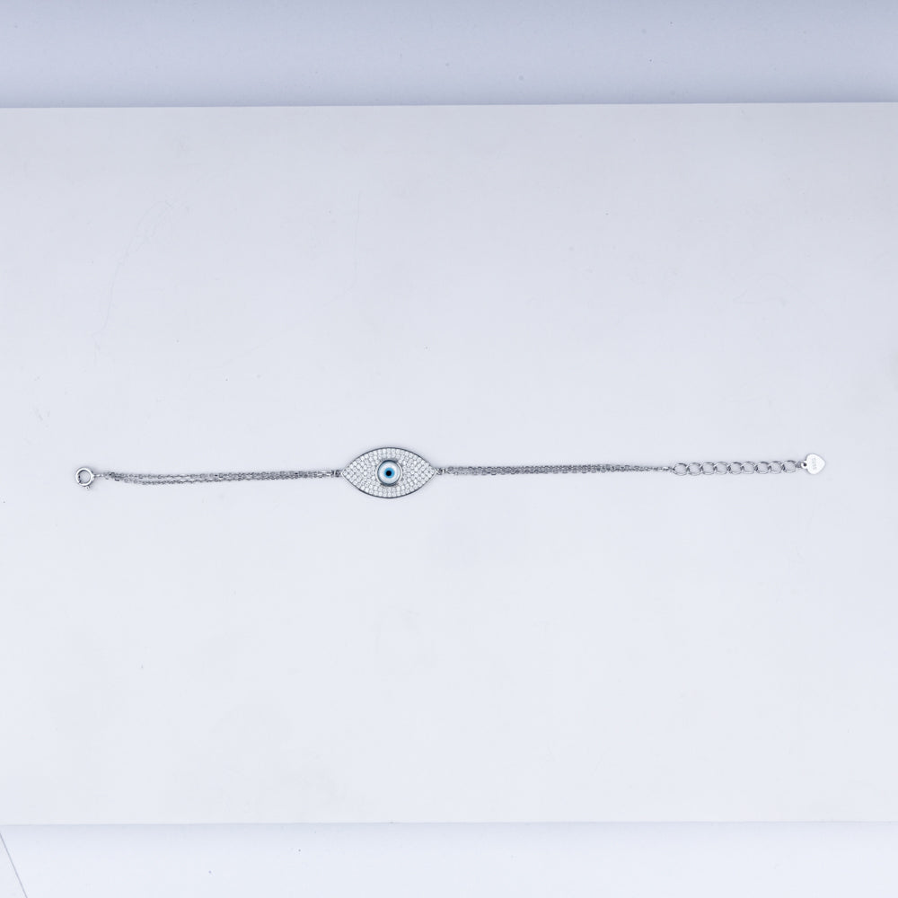 Warding Evil Eye Zircon Bracelet Chain In 925 Sterling Silver