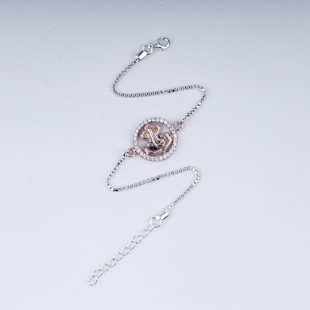 Circle of Blessings with 925 Sterling Silver – Ganesha CZ Rakhi Bracelet