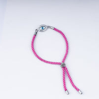 Unisex Evil Eye Rakhi in 925 Sterling Silver with Pink Braided Cord