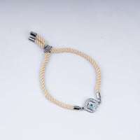 Unisex Sunny Side Up – 925 Silver Evil Eye Rakhi on Peach Twist