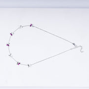 Fluttering Grace Butterfly Necklace in 925 Sterling Silver with CZ & Ruby Accents