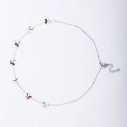 Fluttering Grace Butterfly Necklace in 925 Sterling Silver with CZ & Ruby Accents