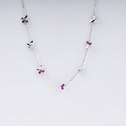 Fluttering Grace Butterfly Necklace in 925 Sterling Silver with CZ & Ruby Accents
