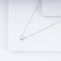 Opulent Glow Opal Pendant Necklace in 925 Sterling Silver with CZ Halo