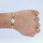 Unisex Sunny Side Up – 925 Silver Evil Eye Rakhi on Peach Twist