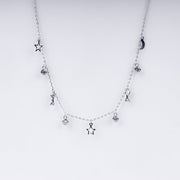 Starlit Dreams Necklace in 925 Sterling Silver with CZ Charms