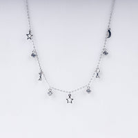 Starlit Dreams Necklace in 925 Sterling Silver with CZ Charms