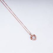 Eternal Love Heart Pendant Necklace in 925 Sterling Silver with Rose Gold Plating