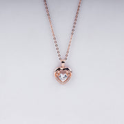 Eternal Love Heart Pendant Necklace in 925 Sterling Silver with Rose Gold Plating