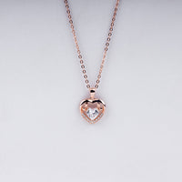 Eternal Love Heart Pendant Necklace in 925 Sterling Silver with Rose Gold Plating