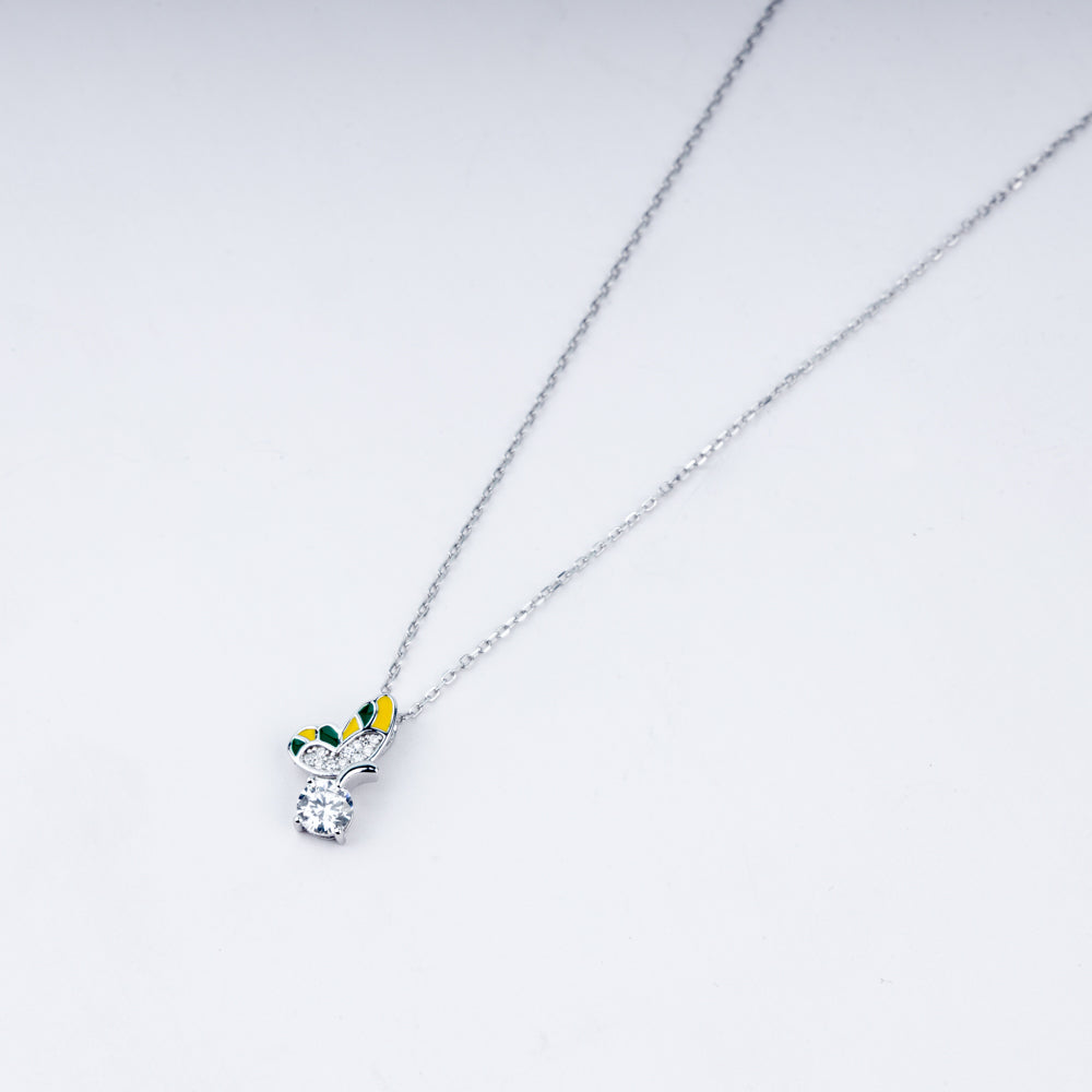 Enchanted Butterfly Pendant Necklace in 925 Sterling Silver with Enamel & CZ Accents
