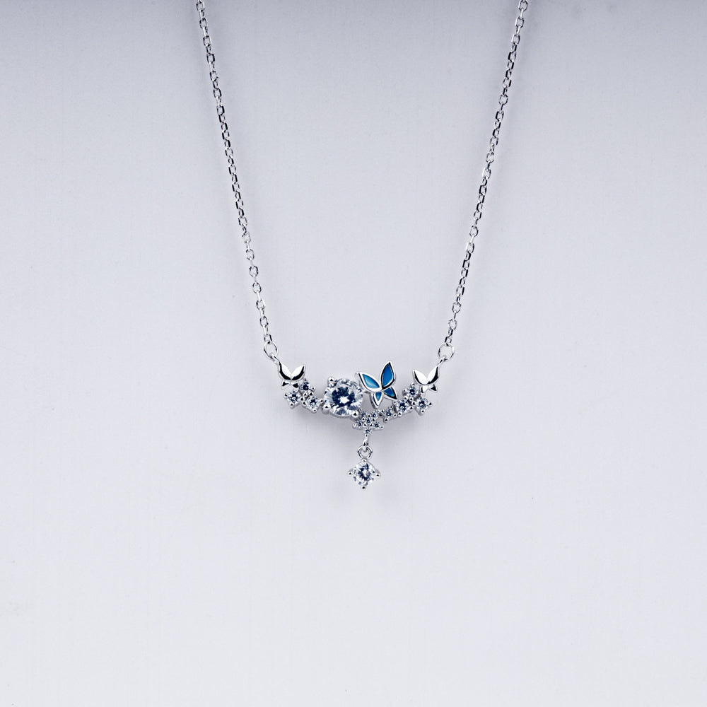 Shimmering Stones Silver Chain In 925 Sterling Silver