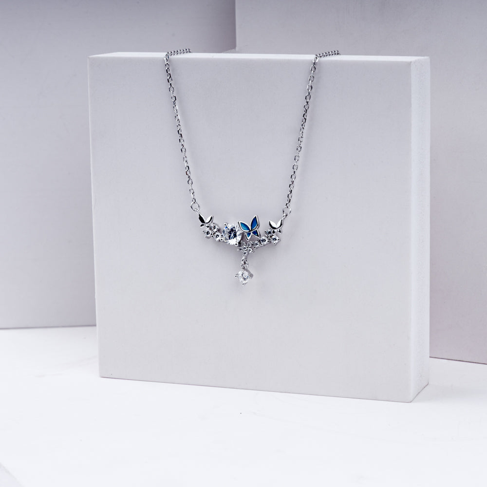 Shimmering Stones Silver Chain In 925 Sterling Silver