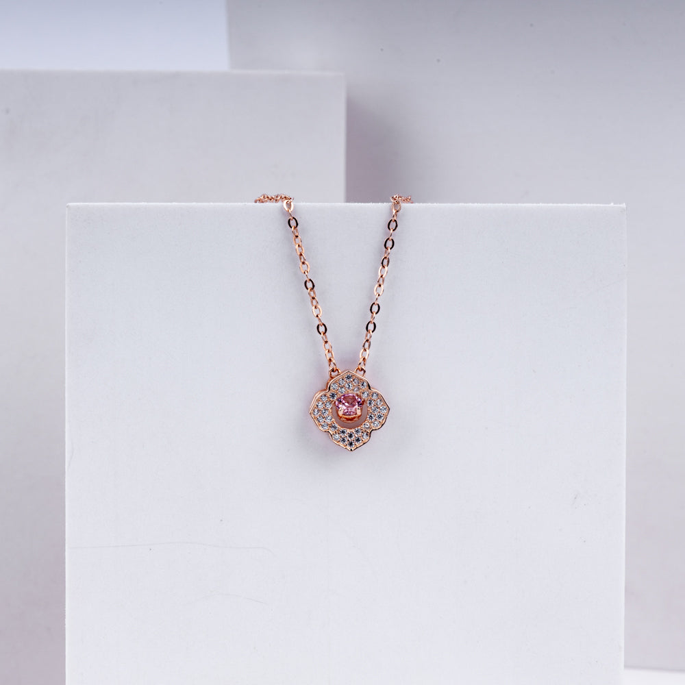 Blossom Elegance Necklace in 925 Sterling Silver with Rose Gold Plating & CZ Accents
