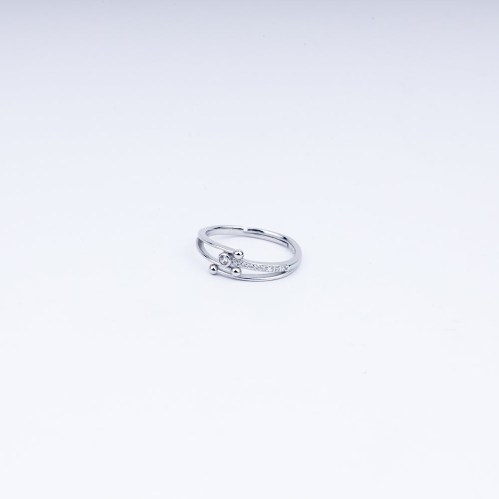 Orbit CZ Ring in 925 Sterling Silver – Adjustable Fit